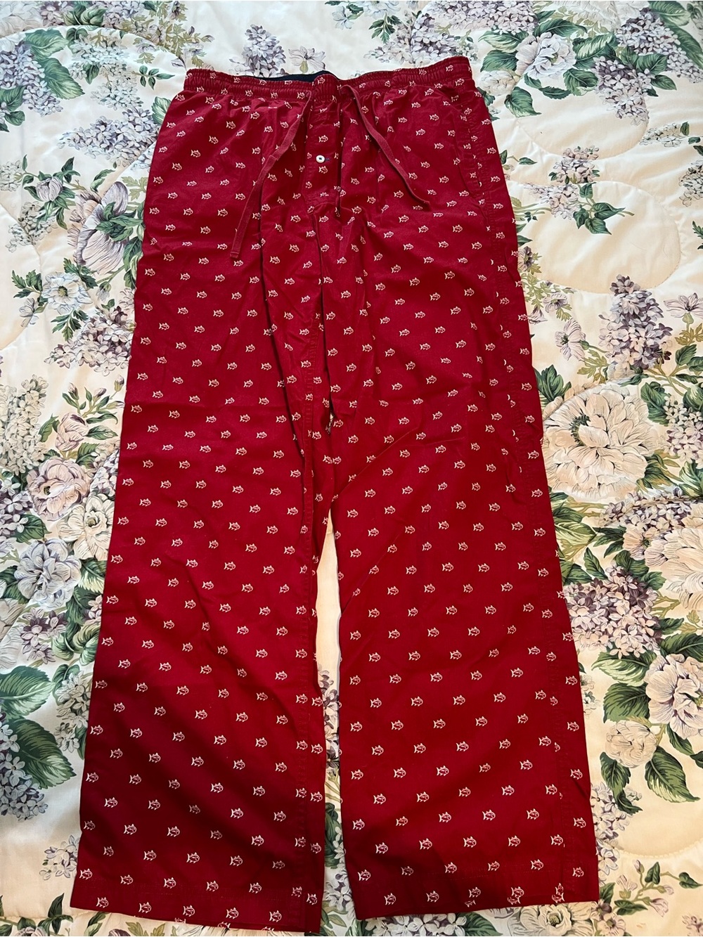 Southern Tide Pajama Pants Men’s Medium Fish Lightweight 100% Cotton Red